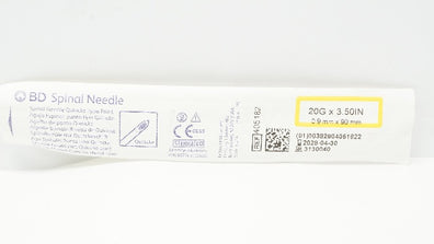 BD 405182 Spinal Ndle Quincke Type Point, 20G x 3.50inch